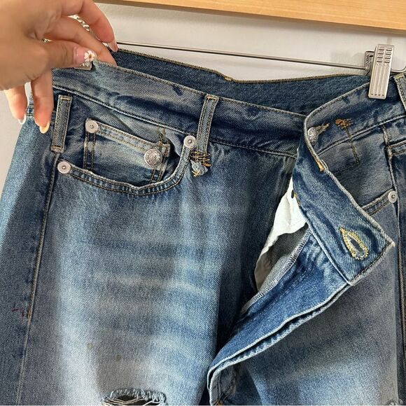 R13 Cross Over Jean in Emory With Rips Wash - Picture 7 of 11